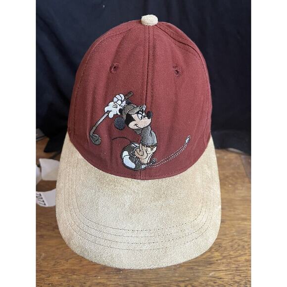 Vintage Goofy Hat Golfing Leather Strap Cap Experience Disney World Golf Rare